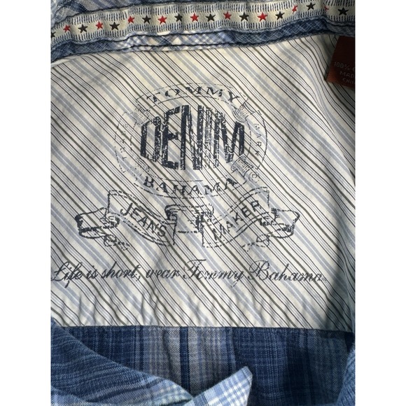 Tommy Bahama Denim Mens Blue Plaid Button Down Shirt Size S - Picture 4 of 7